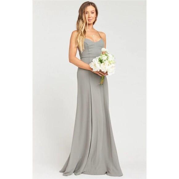 NWT Show Me Your Mumu Godshaw Goddess Gown Bridesmaid Dress Charcoal Size L - Picture 9 of 12